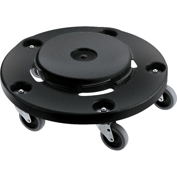 Rubbermaid Commercial Easy Twist Round Dolly, 350 lb Capacity, 5 Casters, Structural Foam, Black, 2/Carton