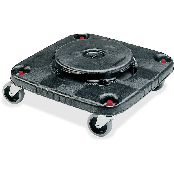 Rubbermaid Commercial Brute Square Container Dolly, 300 lb Capacity, Plastic, x 17.3" x 6.3" Height, Black, 2/Carton