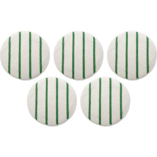 Rubbermaid Commercial Green Stripe Carpet Bonnet, 5/Carton, White, Green
