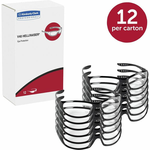 Kleenguard V40 Hellraiser Safety Eyewear, Polycarbonate Lens, Clear, Black, 12 Box/Box, 12/Carton (KCC28615CT) Case of 144