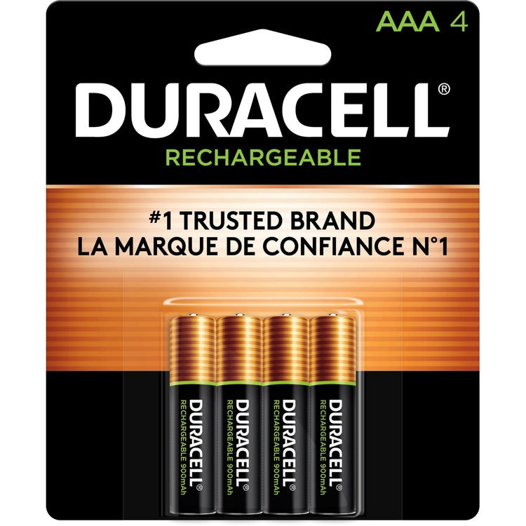 Duracell AAA Rechargeable Batteries, For Gaming Controller, Flashlight, Monitoring Device, Battery Rechargeable, AAA, Nickel Metal Hydride (NiMH), 96/Carton (DURNLAAA4BCDCT) Case of 96