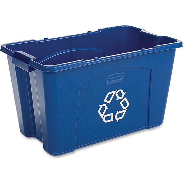 Rubbermaid Commercial 18-gallon Recycling Box, 18 gal Capacity, Blue, 6/Carton (RCP571873BECT) Case of 6