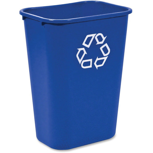 Rubbermaid Commercial Deskside Recycling Container, 10.31 gal Capacity, Sturdy, 15.3", x 20" x 10" Depth, Plastic, Blue, 12/Carton