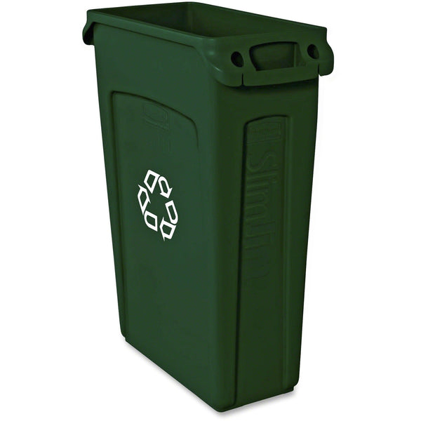 Rubbermaid Commercial Slim Jim Vent Recycle Container, 23 gal Capacity, Weather Resistant, Handle, Durable, Lightweight, Long Lasting, Sturdy, Plastic, Green, 4/Carton (RCP354007GNCT) Case of 4