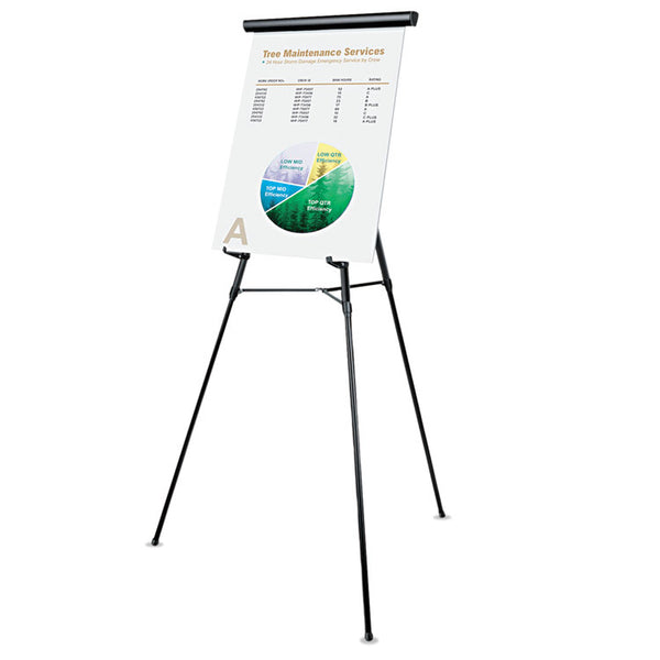 Universal® 3-Leg Telescoping Easel with Pad Retainer, Adjusts 34" to 64", Aluminum, Black (UNV43150)