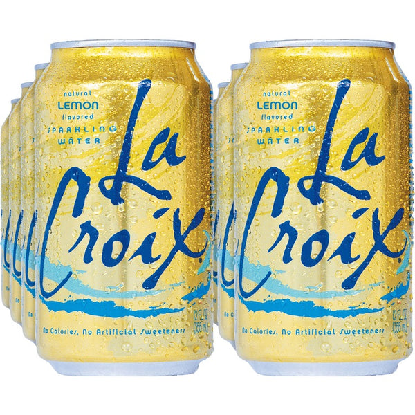 LaCroix Flavored Sparkling Water, Ready-to-Drink, Lemon Flavor, 12 fl oz (355 mL), 24/Carton/Can (LCX40130)