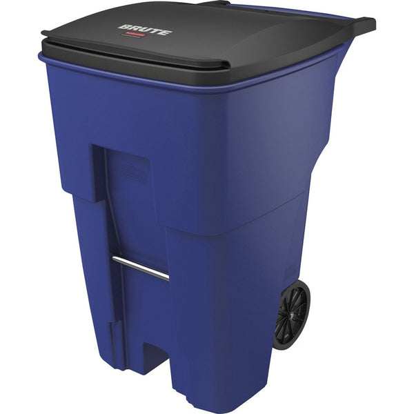 Rubbermaid Commercial Brute Rollout Container, Square, Plastic, 95 gal, Blue (RCP9W2273BLU) Each