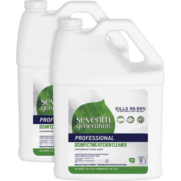 Seventh Generation Disinfecting Kitchen Cleaner, Lemongrass Citrus, 1 gal Bottle, 2 Bottles per Case (SEV44752CT)