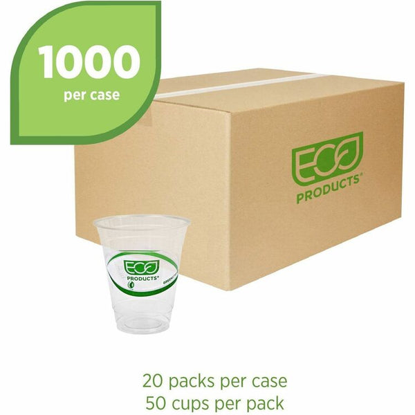 Eco-Products GreenStripe Cold Cups - 12 fl oz - 1000 / Carton - Clear, Green - Polylactic Acid (PLA), Plastic - Cold Drink (ECOEPCC12GSACT) Case of 20