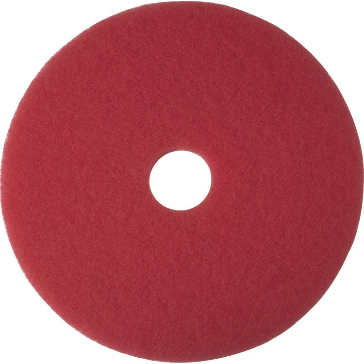 3M Cleaning Pad, 5/Case, Round x 14" Diameter, Buffing, Floor, Marble Floor, 175 rpm to 600 rpm Speed Supported, Scuff Mark Remover, Polyester, Red (MMM5100N14) Case of 5