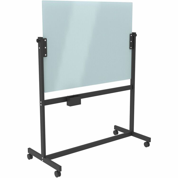 U Brands Magnetic Glass Dry Erase Board Rolling Easel, 35" x 47", Frosted White Tempered Glass Surface (UBR2368U0001) Each