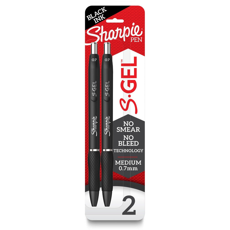 Sharpie S-Gel Pens - 0.7 mm Pen Point Size - Black Gel-based Ink - Black Barrel - 2 / Pack (SAN2096156) Pack of 2