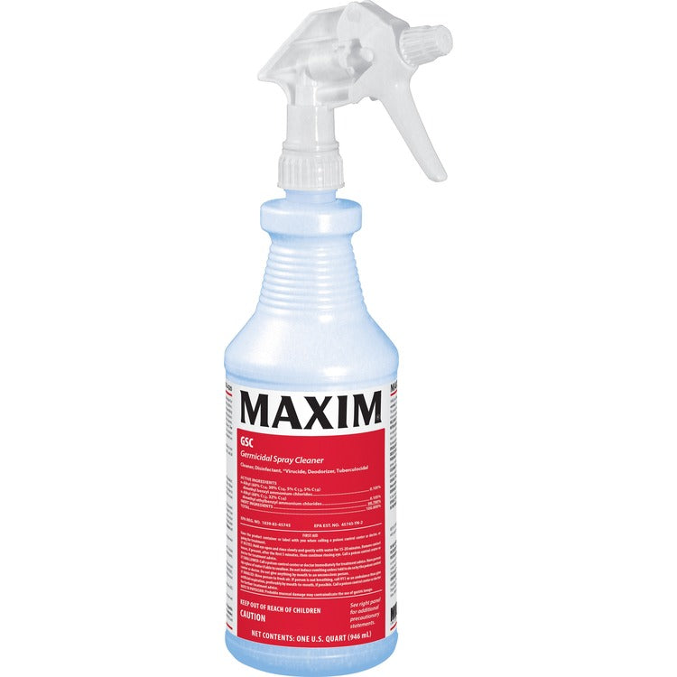 Maxim Germicidal Spray Cleaner, Ready-To-Use Spray, 32 oz, Lemon Scent,12 / Carton (MLB04200012) Case of 12