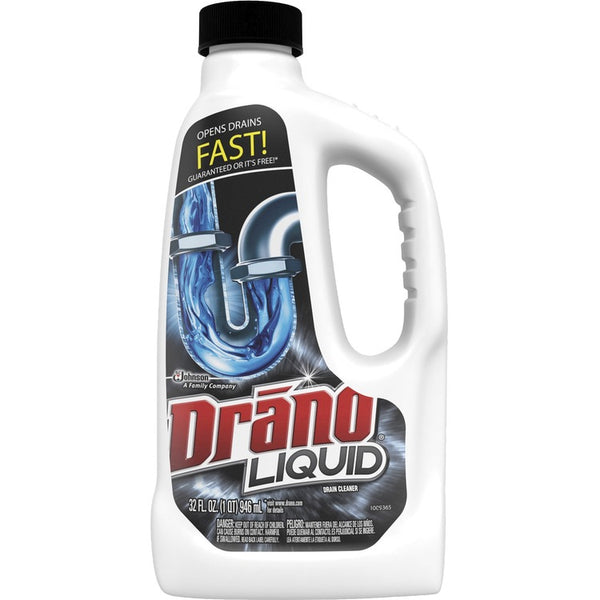 Drano Liquid Drain Cleaner, 32oz Safety Cap Bottle, 12/Carton (SJN318593CT) Case of 12