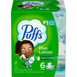 Puffs Plus Lotion Facial Tissue, 2 Ply, 8.20" x 8.40", White, 124/Box, 6/Pack (PGC39383PK) Pack of 6