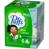 Puffs Plus Lotion Facial Tissue, 2 Ply, 8.20" x 8.40", White, 124/Box, 6/Pack (PGC39383PK) Pack of 6
