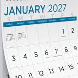Blueline 12-Month Large Print Monthly Wall Calendar, January 2027 to December 2027 (REDC173106) Each