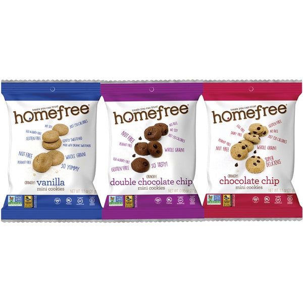 Homefree Mini Cookie Variety Pack , Vanilla, Chocolate Chip, 30/Carton (HMF00130) Case of 30