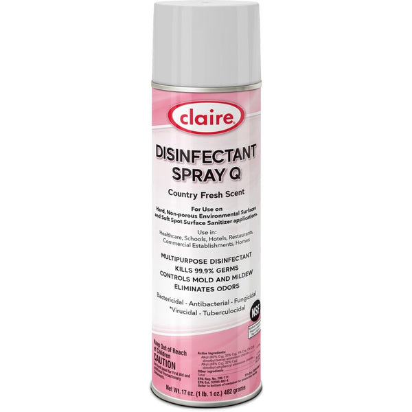 Claire Multipurpose Disinfectant Spray, Ready-To-Use Spray, 17 fl oz (0.5 quart), Country Fresh Scent, 12/Carton, Pink (CGCC1001)