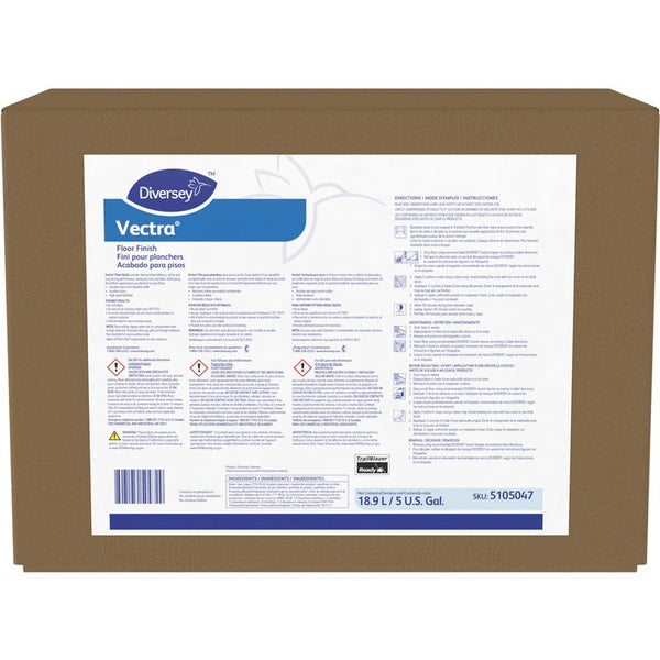 Diversey Vectra Floor Finish, Ready-To-Use Liquid, 640 fl oz (20 quart), Ammonia Scent, Off White (DVO5105047) Each