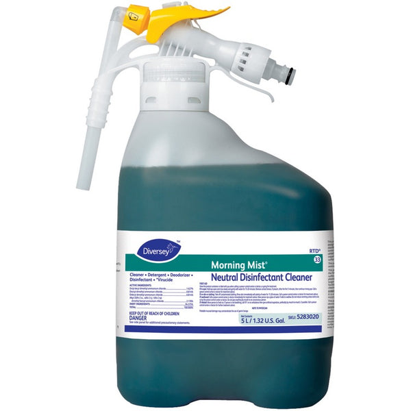 Diversey Quaternary Disinfectant Cleaner, Ready-To-Use Spray, 169 fl oz (5.3 quart), Fresh Scent, Blue/Green (DVO5283020)