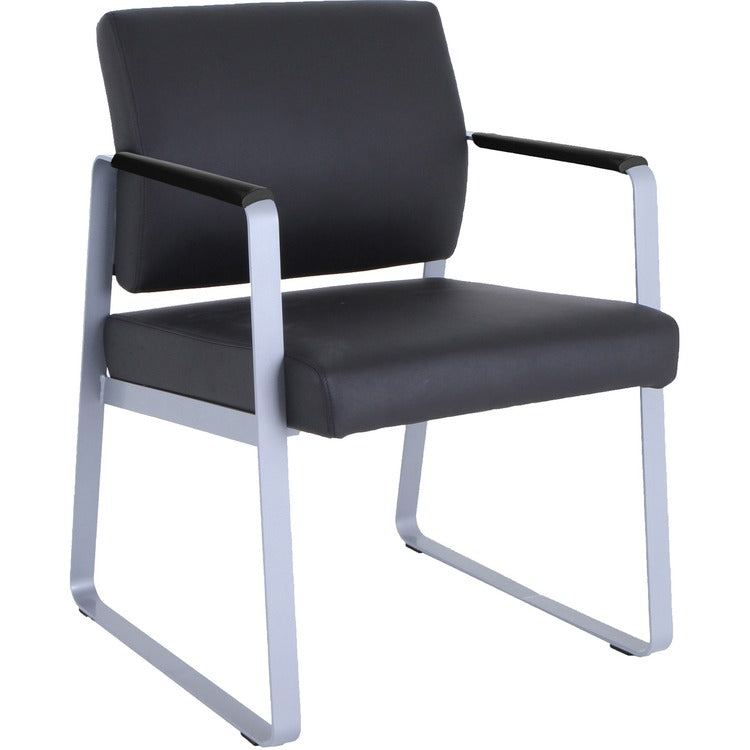 Lorell Healthcare Seating Guest Chair, Silver Powder Coated Steel Frame, Black, Vinyl, 24.4" x 19.3" Depth x 34.3" Height, 1 / Each (LLR66996)