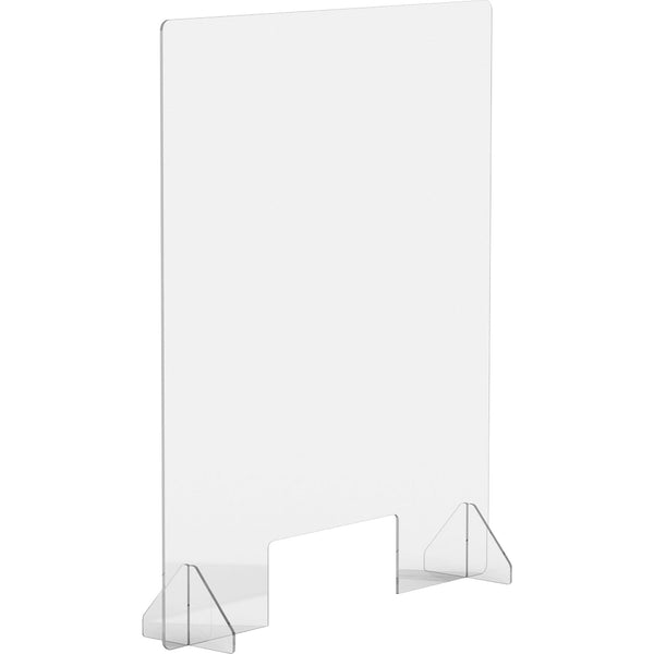 Lorell Social Distancing Barrier w/Cutout, 30" x 7" Depth x 36" Height, 1 Each, Clear, Acrylic (LLR55683)