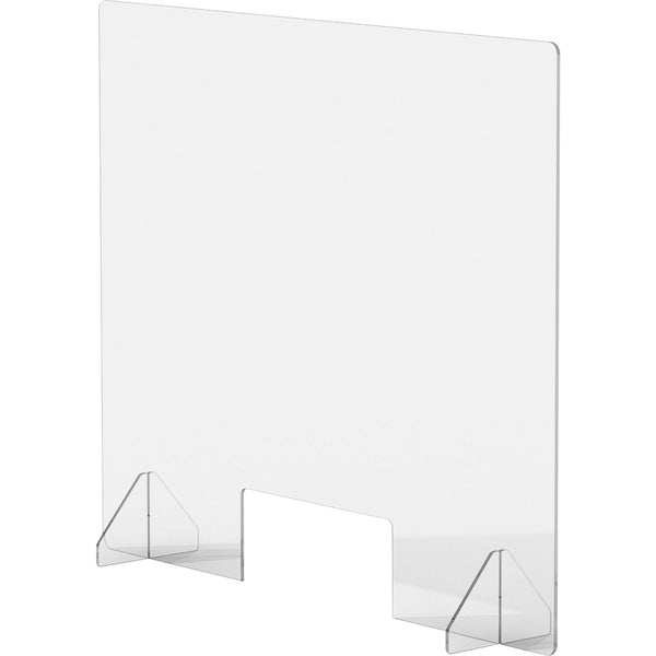 Lorell Social Distancing Barrier w/Cutout, 36" x 7" Depth x 30" Height, 1 Each, Clear, Acrylic (LLR55685)