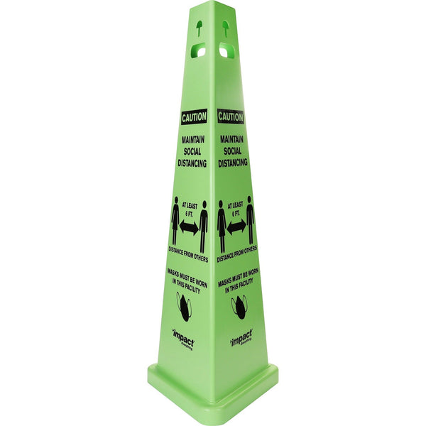 Impact Social Distancing 3 Sided Safety Cone, Fluorescent Yellow (IMP9140SM) Each