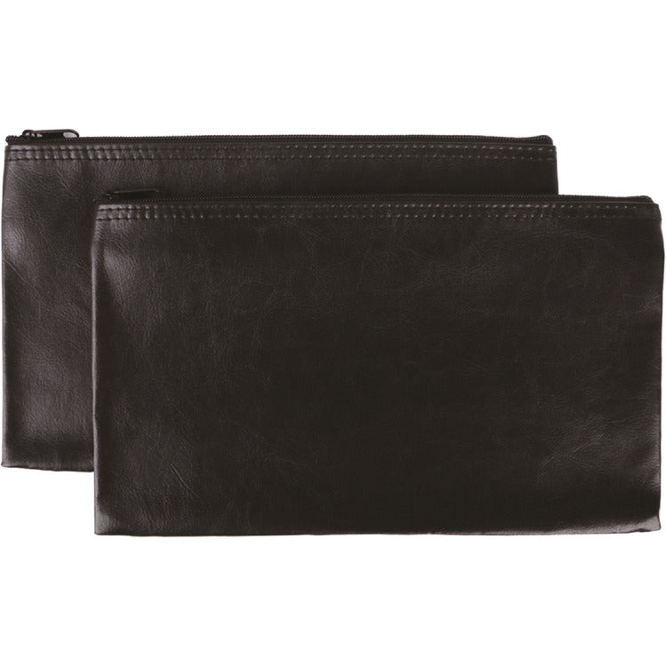 Sparco Carrying Case (Wallet) Cash, Check, Receipt, Office Supplies, Black, Polyvinyl Chloride (PVC) x 11" x 6" Depth, 2 Pack (SPR00088)