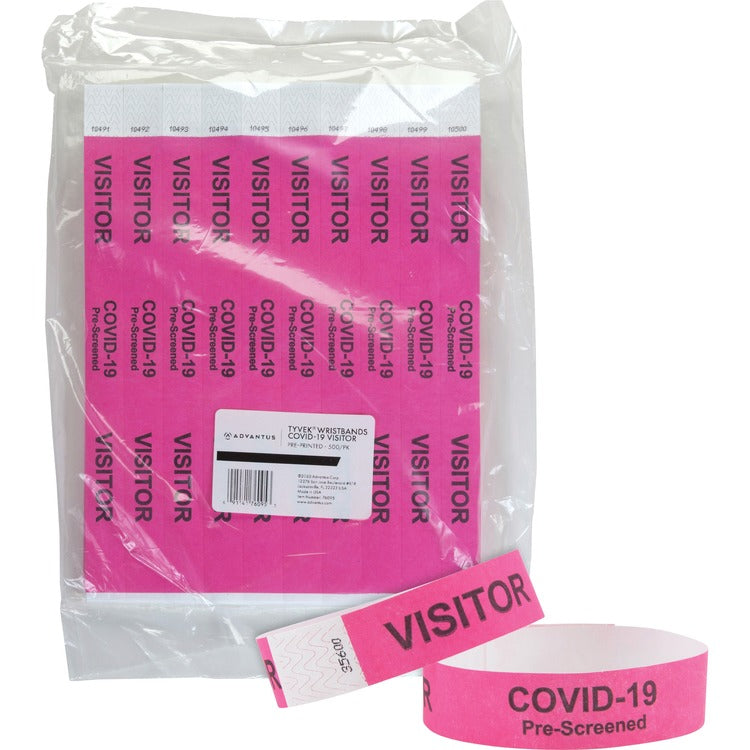 Advantus Wrist Band, Tyvek, Visitor, 1/2"x7-1/2"x10-1/4" , 500/PK, PK (AVT76095) Pack of 500