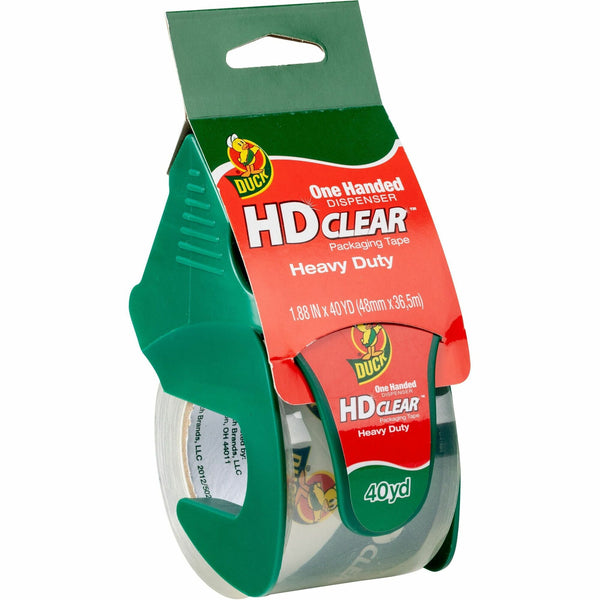 Duck Brand HD Clear Heavy-Duty Packaging Tape, With Dispenser, 1.88" x 40 Yd., Clear, 40 yd Length x 1.88" Width x 2.6 mil Thickness, 1.50" Core, Clear, 1 Roll (DUC286125) 1 Roll