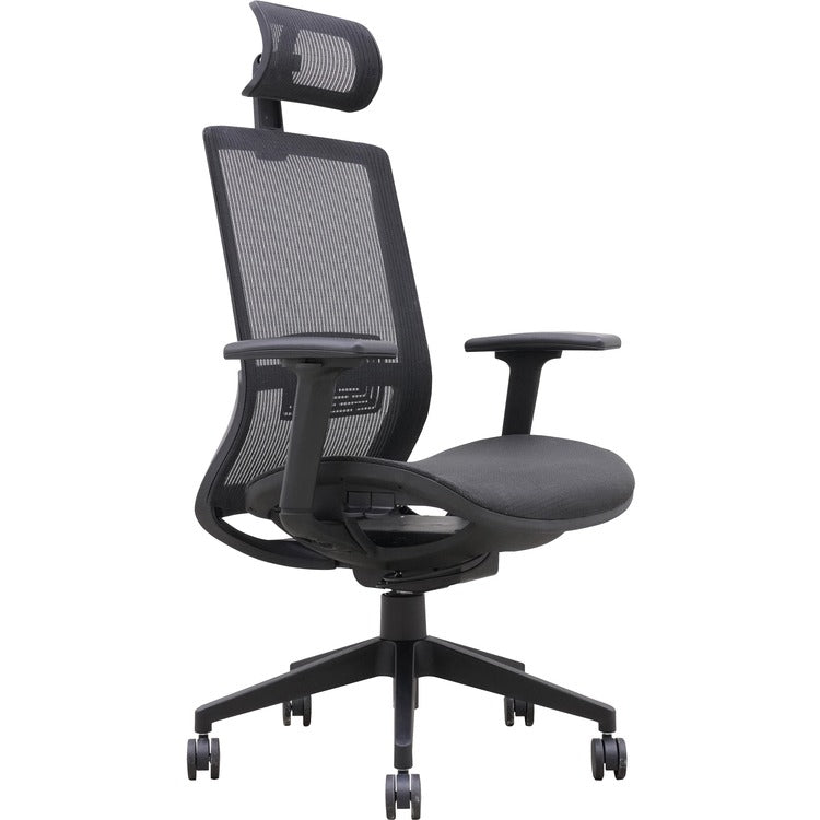 Lorell Mesh Task Chair With Headrest, Black, 18" Seat Width x 19" Seat Depth, 27" x 26.5" Depth x 49" Height, 1 Each (LLR03208)