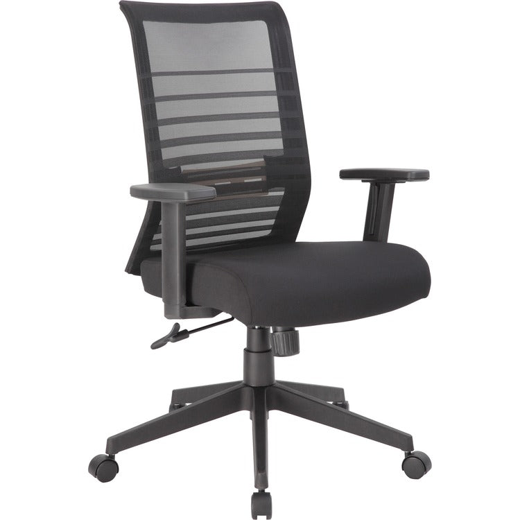 Lorell Horizontal Mesh Back Task Chair, Fabric Seat, Black, 19" Seat Width x 19" Seat Depth, 25.5" x 26.5" Depth x 39" Height, 1 Each (LLR00590)