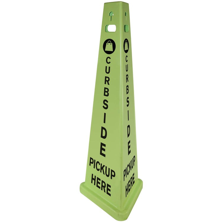 Impact 3-sided Curbside Pickup Safety Sign, 3/Carton, Fluorescent Yellow (IMP9140PUKIT) Case of 3