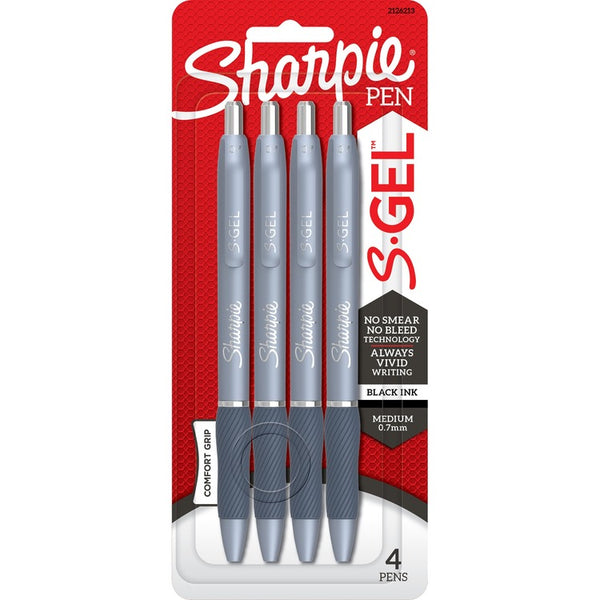 Sharpie Pen, Gel, 0.7mm Point, 3/5"Wx5-4/5"Lx3/5"H, 4/PK, Black (SAN2126213) Pack of 4