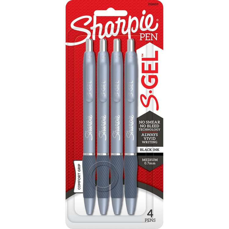 Sharpie Pen, Gel, 0.7mm Point, 3/5"Wx5-4/5"Lx3/5"H, 4/PK, Black (SAN2126213) Pack of 4