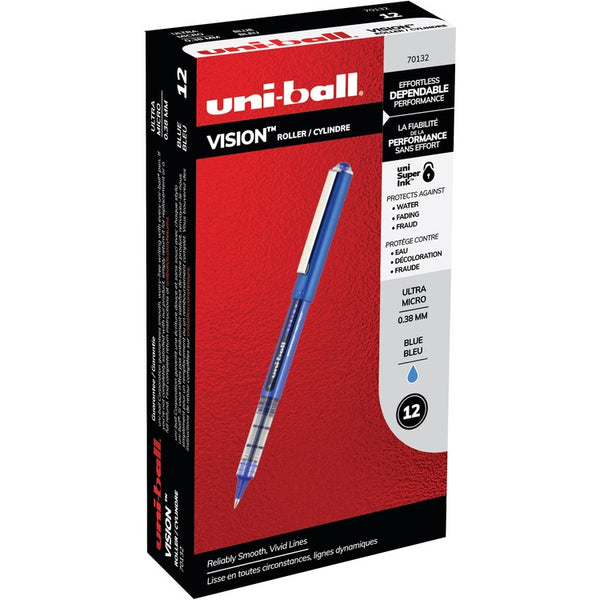 uniball&trade; Pen, Rollerball, 0.38mm Point, 1/2"Wx5-1/2"Lx3/5"H, 12/DZ,BE (UBC70132)