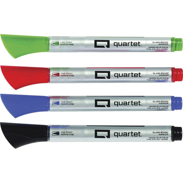 Quartet Premium Glass Board Dry Erase Marker, Fine Bullet Tip, Assorted Colors, 4/Pack (QRT79555)