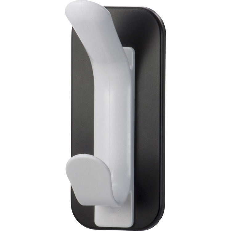 Lorell Magnetic Double Coat Hook, for Coat, Clothes, Plastic, Black, 1 Each (LLR02872)