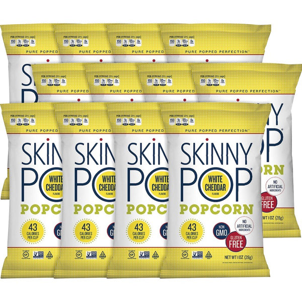 SkinnyPop White Cheddar Popcorn, Preservative-free, Dairy-free, Gluten-free, Trans Fat Free, Tree-nut Free, Peanut-free, White Cheddar, 1 oz, 12/Carton (PCN00443) Case of 12