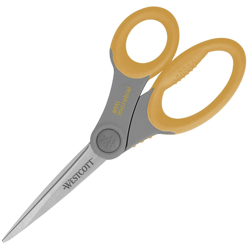 Westcott Scissors, Antimicrobial, Straight, 8" Blades, Gray/Yellow (ACM17805) Each