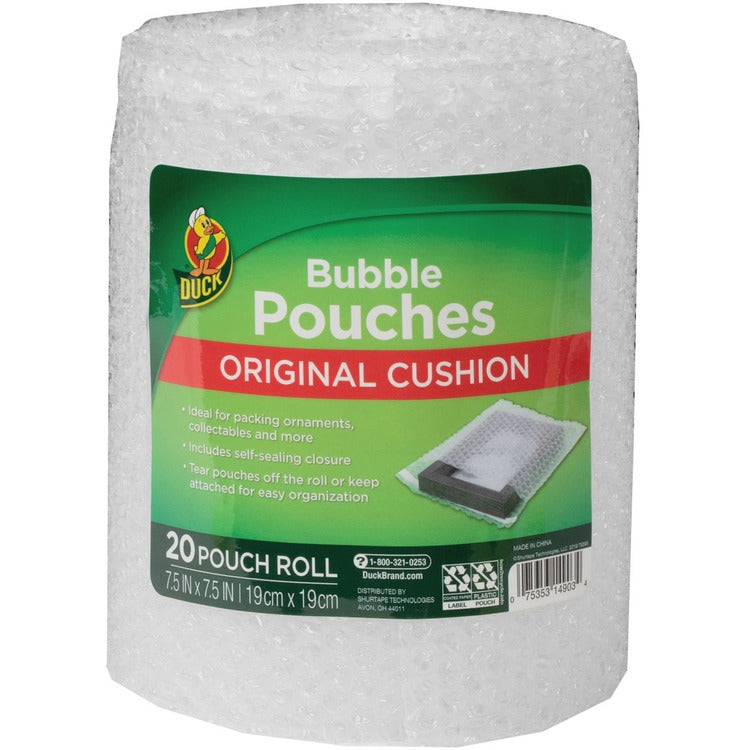 Duck Bubble Pouch, 7-1/2"Wx7-1/2"H, 20 Pouches, Clear (DUC285741) Pack of 20