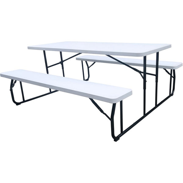 Iceberg Picnic Table, Folding, 600/650 lb Cap, 71"x65"x29" , WE/BK (ICE65925) Each