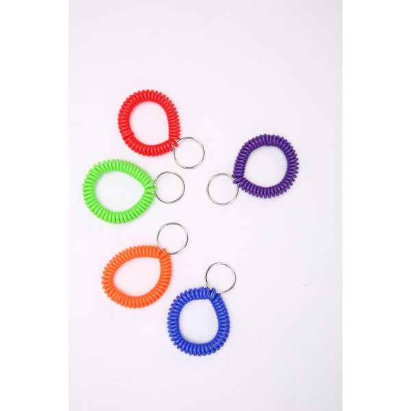 Sparco Split Ring Wrist Coil Key Holders, 2.1" x 2.1" x 2.4", 10/Pack, Assorted (SPR02884) Pack of 10
