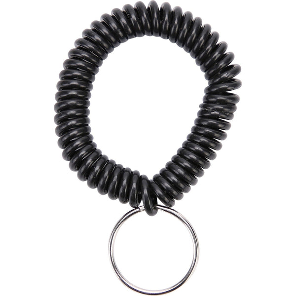 Sparco Split Ring Wrist Coil Key Holders, 2.1" x 2.1" x 2.4", 6/Pack, Black (SPR02882) 1 Pack