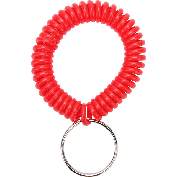Sparco Split Ring Wrist Coil Key Holders, 2.1" x 2.1" x 2.4", 6/Pack, Red (SPR02883) Pack of 6
