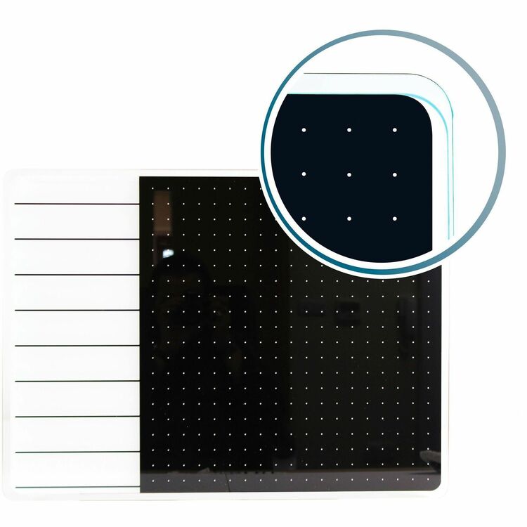 Viztex&reg; Board, Glass, Viztex, 21-1/2"Wx27-4/5"Lx1-4/5"H, Black/White (FLRFCVGM1723WP) Each