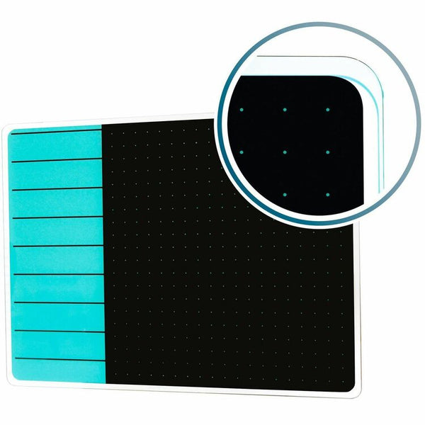 Viztex&reg; Board, Glass, Viztex, 23"Wx17"Lx1/5"H, Black/Cyan (FLRFCVGM1723TP) Each
