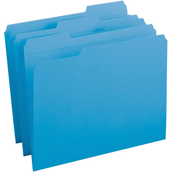 Business Source Folder, 1/3-Cut Tab, 10-1/5"x12-1/5"x3-2/5" , 100/BX, Blue (BSN03172) Box of 100